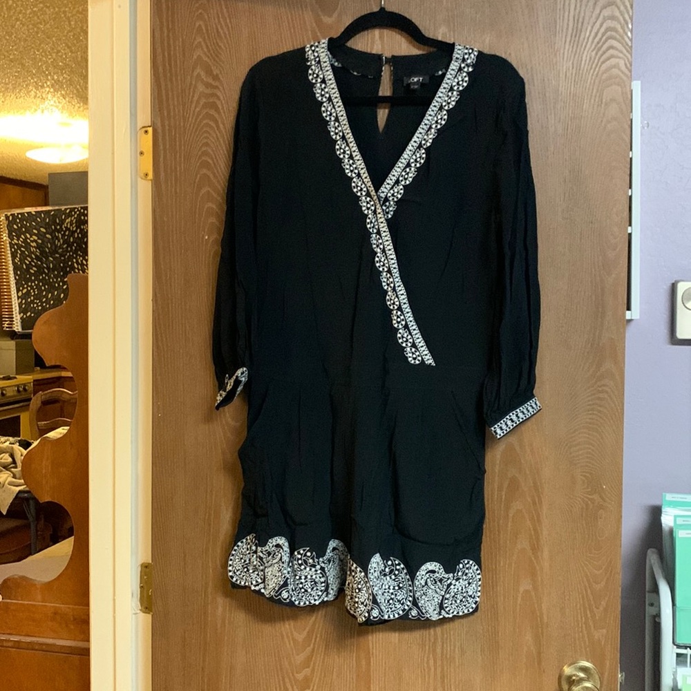 Loft Black Romper with Embroidered detail